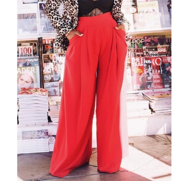 BRAND NEW Red Wide Leg Pants, Size Medium/Large - Picture 1 of 5